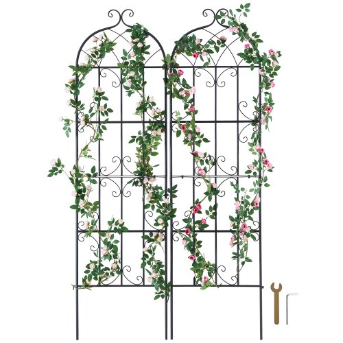 

VEVOR Garden Trellis for Climbing Plants, 71 x 20 in, 2 Packs Rustproof Metal Garden Flower Trellis, Outdoor Climbing Rose Trellis Cucumbers Support, Decorative Clematis Trellis for Courtyards Lawns
