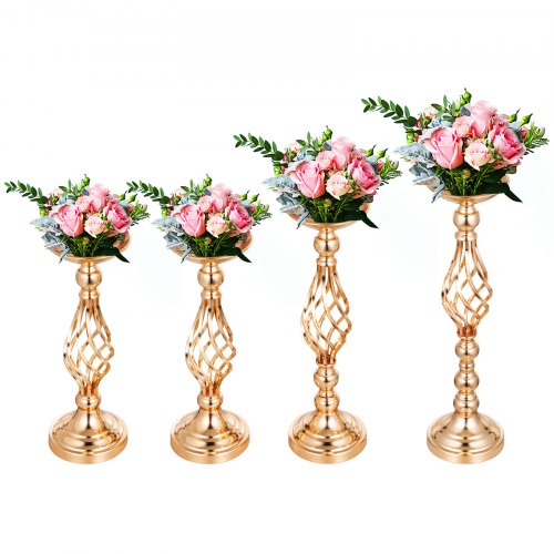 Flower Rack For Wedding Metal Candle Stand 4pcs Gold Centerpiece Flower Vase