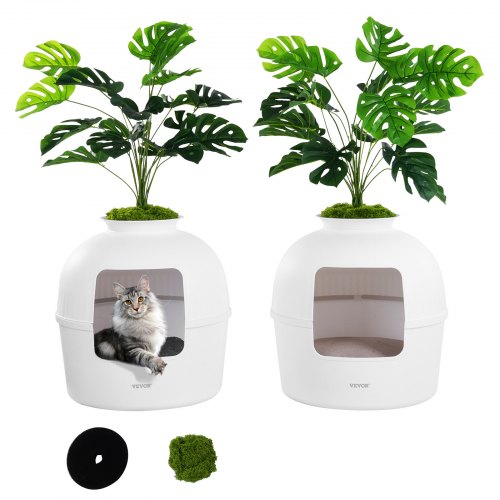 

VEVOR Odor-Free Plant Cat Litter Box Hidden Cat Litter Box with Artificial Plant