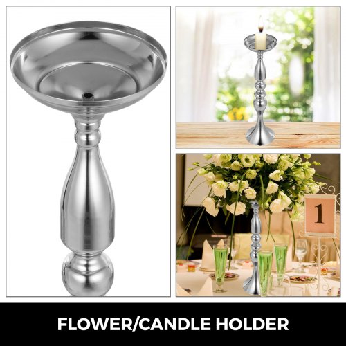 Sliver Centerpieces for Wedding Candle Holder 11pcs Flower Rack Vase 15" Height