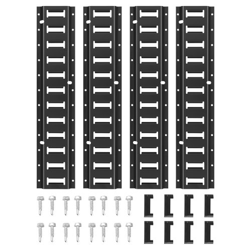 VEVOR E Track Tie Down Rail Kit, 2' Steel Rails, 4 Pack, Secure Cargo & Heavy Loads Up to 2000 lbs, Heavy Duty Etrack Rails with Screws for Garages, Vans, Trailers, Motorcycle Tie Downs, ATV Mountings
