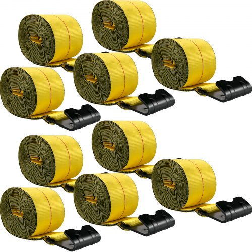 VEVOR Truck Straps Winch Straps 4"x30' with Flat Hook for Towing Yellow 10 Pack
