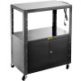 Vevor Steel Av Cart Media Cart With Locking Cabinet 32-42 Inchheight Adjustable
