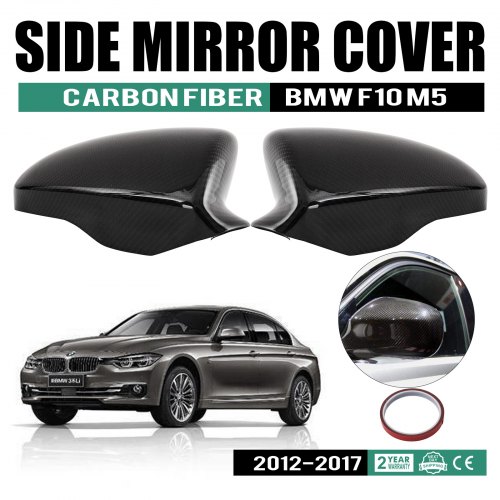 PAIR DIRECT ADD ON CARBON FIBER SIDE MIRROR COVERS CAPS FOR 2012-2017 BMW F10 M5