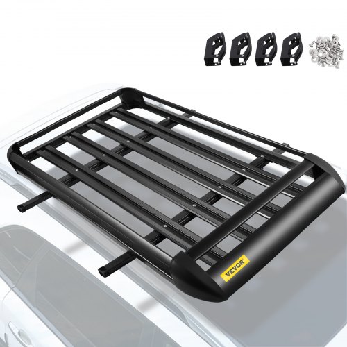 

VEVOR Roof Basket Universal Aluminum Roof Rack Basket 50x35.4 Inch Roof Mounted Cargo Rack for Car Top Luggage Traveling SUV Holder