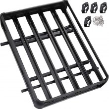 Black Universal Aluminum Roof Rack Basket 130 X100cm Luggage Carrier With Bars