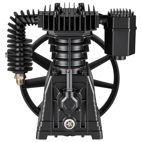 VEVOR Air Compressor Pump Head, 5HP 12.4CFM, Twin-Cylinder Oil Lubricated Air Compressor Piston Pump Head, Single Stage Cast Iron Replacement Head with Max 145PSI Pressure for Woodworking Auto Repair