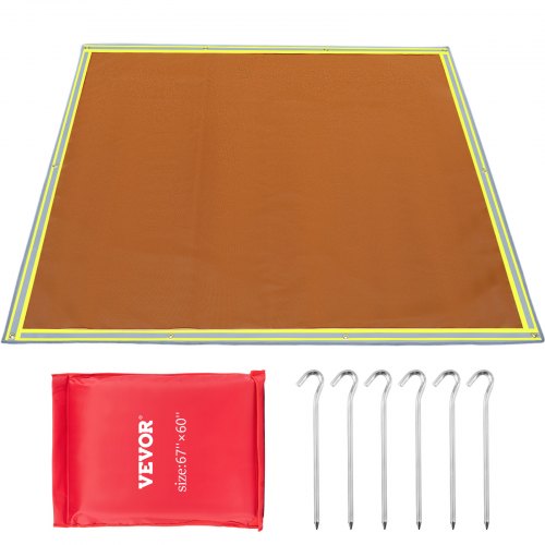 VEVOR Square Fire Pit Mat, 67" x 60" Fire Pit Mat for Deck, 1022 °F Fire Mat, 3.3lb Fireproof Mat for Fire Pit, Fire Pit Mat w/ 10 Stainless-Steel Grommets, 6 Silver Screws Fire Mat for Fire Pit Brown