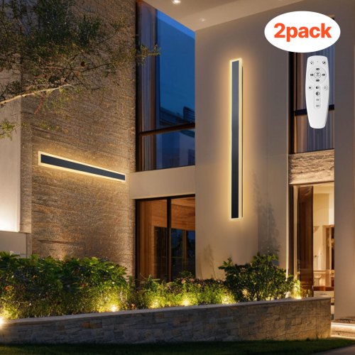 

VEVOR Outdoor Wall Lights, 2 Pack, 47.2 Inch Long Strip Modern Exterior Wall Sconce Light Fixtures, 2700K-6000K, IP65 Waterproof Anti-Rust, Dimmable Outside Wall Mount Lighting, for House Porch Garage