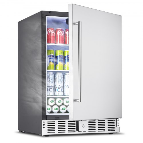 

VEVOR 24 inch Indoor/Outdoor Beverage Refrigerator, 185QT Undercounter or Freestanding Beverage Fridge, 175 Cans Built-in Beer Fridge with Metal Plate Body for Residential Home Bar Commercial Use