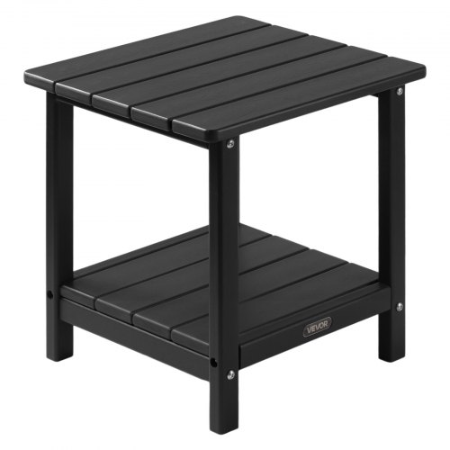 VEVOR Outdoor Side Table 2-Tier HDPE Outside End Table for Indoor Backyard Black