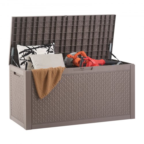 

VEVOR Deck Box, 100 Gallon Outdoor Storage Box, 48.0" x 21.5" x 24.5", Waterproof PP Deckbox with Aluminum Alloy Padlock, for Patio Furniture, Pool Toys, Garden Tools, Outdoor Cushions, Gray
