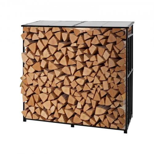 

VEVOR Firewood Rack with Sloped Roof, 6 ft Outdoor Firewood Holder, 1/4 Cord Log Storage Shed, 660lb Max Weight Capacity, Powder-Coated Metal Wood Storage Rack for Fireplace Deck Backyard Garden