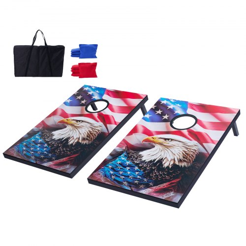 

3x2ft Cornhole Set Portable Corn Hole Toss Game Board Wood 8 Bean Bag Carry Case