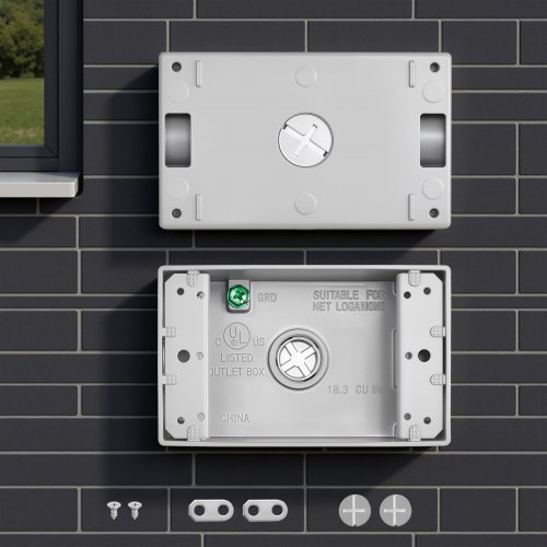 

VEVOR Outdoor Electrical Box, 4.5 x 2.8 x 2 in, Weatherproof Outlet Junction Box, Suitable 1/2-Inch or 3/4-Inch Electrical Conduit, 18.3 Cu.In Large Capacity Plug Receptacle Protector, 4PCS, Gray