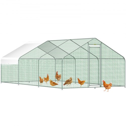 VEVOR Large Metal Chicken Coop with Run, Walk-in Chicken Runs for Yard with Waterproof Cover, Outdoor Poultry Cage Hen House, 19.3x9.8x6.5 ft Large Area for Duck Coops and Rabbit Runs