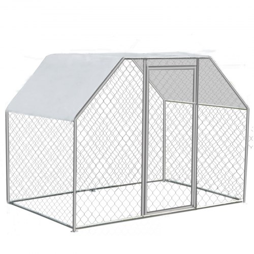 Vevor Metal Chicken Coop Walk-in Coop With Cover 9.5' X 6.5'large Cage Flat Roof