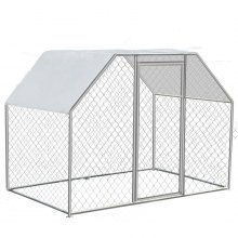 Vevor Metal Chicken Coop Walk-in Coop With Cover 9.5'x6.5'large Cage Flat Roof