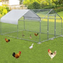 Vevor Metal Chicken Coop Walk-in Coop With Cover 10'x13'large Cage Steeple Roof