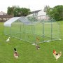 Vevor Metal Chicken Coop Walk-in Coop With Cover 10'x20'large Cage Steeple Roof