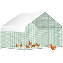 VEVOR Large Metal Chicken Coop, Walk-in Hen Run for Backyard with Waterproof Cover, Spire Outdoor Poultry Cage House for Farm Use, 6.5x9.8x6.5ft Large Space for Chicken, Ducks, Rabbits Habitat