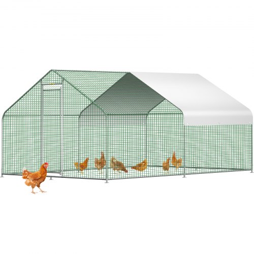 VEVOR Large Metal Chicken Coop Hen Run House Spire Walk-in Cage 12.8x9.8x6.5 ft.