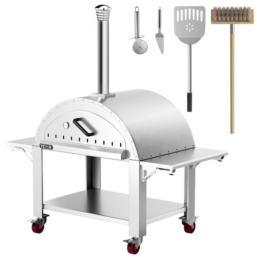 VEVOR Outdoor Pizza Oven Wood Fired Pizza Oven Movable Stainless Steel 44"