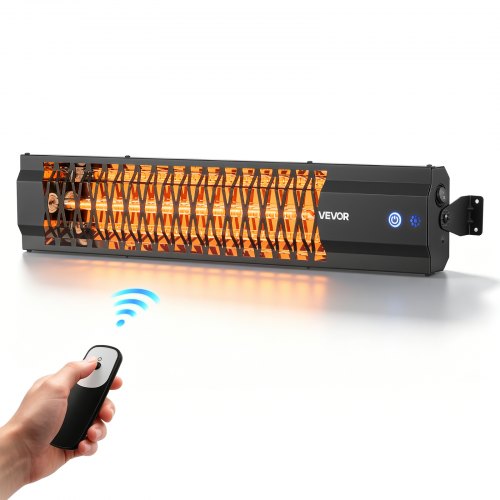 VEVOR Infrared Heater 1500W Electric Space Heater for Outdoor Use Black Remote Panel  Side Switch Control ColdRolled Steel Easy Installation Ev
