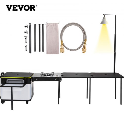 VEVOR Camping Cooking Station Foldable Outdoor Kitchen w/ Stove Table Organizer