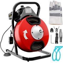 Pipe Drain Cleaner Cleaning Machine Sewer Snake Equipment W/cutter Electric
