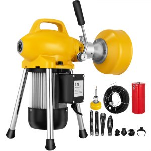3/4"-5"Drain Cleaner Sectional Sewer Snake Drain Auger Cleaning Machine 500W 