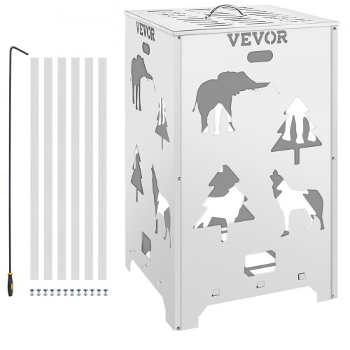 VEVOR Burn Barrel, 22x22x42.5 inch Burn Cage, Stainless Steel Cage Incinerator, Incinerator Barrel with Lid and Handle for Outdoors