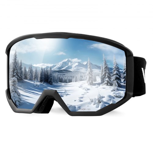 VEVOR Ski Goggles Cylindrical Lens with Ice Blue Revo Coating Snow Goggles