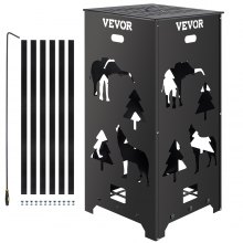 VEVOR Burn Barrel, 22x22x45 inch Burn Cage, Carbon Steel Cage Incinerator, Incinerator Barrel with Lid and Handle for Outdoors