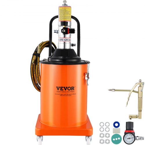 

VEVOR Grease Pump, 20L 5 Gallon Capacity, Air Operated Grease Pump with 3.88 m High Pressure Hose and Grease Gun, Pneumatic Grease Bucket Pump with Wheels, Portable Lubrication Grease Pump 50:1 Pressure Ratio
