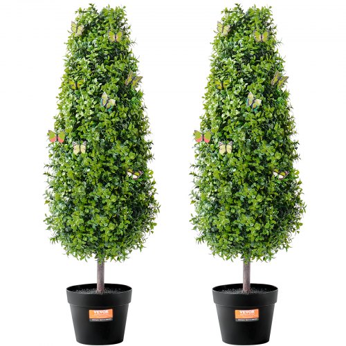 

VEVOR 2 Pack 3' Artificial Boxwood Topiary Tree Faux Plant UV Decor In/Outdoor