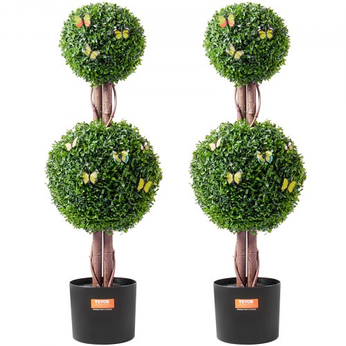 

VEVOR 2 Pack 3' Artificial Boxwood Topiary Tree Faux Plant UV Decor In/Outdoor