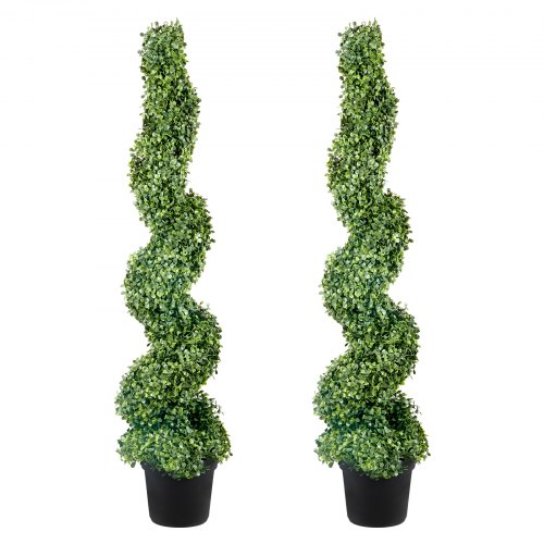 

VEVOR Artificial Topiaries Boxwood Trees, 122cm Tall (2 Pieces) Faux Topiary Plant Outdoor, All-year Green Feaux Plant w/ Replaceable Leaves for Decorative Indoor/Outdoor/Garden