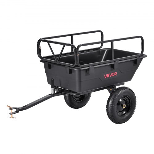 

VEVOR Garden Utility Trailer, 10 Cu. Ft 500lbs, ATV UTV Hauling Trailer, Tow Behind Poly Dump Cart with 16" Tires, Hand Pull or Foot Pedal, Heavy Duty Yard Trailers for Lawn Mower Tractor Garden Waste