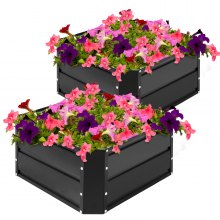 VEVOR Galvanized Raised Garden Bed Planter Box 24" Black 2 PCS Flower Vegetable
