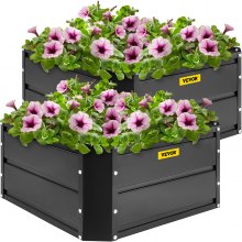 VEVOR Galvanized Raised Garden Bed Planter Box 24" Black 2 PCS Flower Vegetable