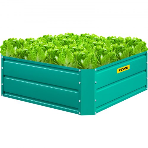 VEVOR Galvanized Raised Garden Bed, 32" x 32" x 12" Metal Planter Box, Green Steel Plant Raised Garden Bed Kit, Planter Boxes Outdoor for Growing Vegetables, Flowers, Fruits, Herbs, and Succulents