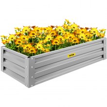 VEVOR Galvanized Raised Garden Bed, 48" x 24" x 10" Metal Planter Box, Light Gray Steel Plant Raised Garden Bed Kit, Planter Boxes Outdoor