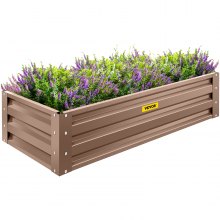 VEVOR Galvanized Raised Garden Bed Planter Box 48 inch Brown Flowers Vegetables