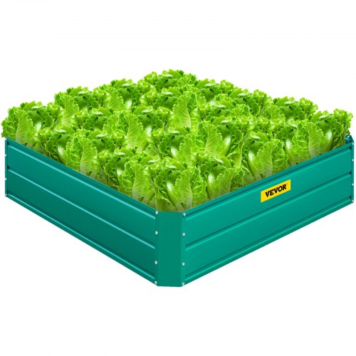 VEVOR Galvanized Raised Garden Bed, 48" x 48" x 12" Metal Planter Box, Green Steel Plant Raised Garden Bed Kit, Planter Boxes Outdoor for Growing Vegetables,Flowers,Fruits,Herbs,and Succulents