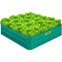 VEVOR Galvanized Raised Garden Bed, 48" x 48" x 12" Metal Planter Box, Green Steel Plant Raised Garden Bed Kit, Planter Boxes Outdoor for Growing Vegetables,Flowers,Fruits,Herbs,and Succulents