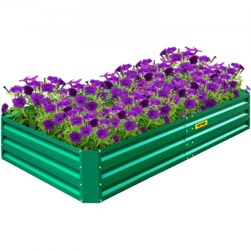 VEVOR Galvanized Raised Garden Bed, 68" x 35" x 12" Metal Planter Box, Green Steel Plant Raised Garden Bed Kit, Planter Boxes Outdoor for Growing Vegetables, Flowers, Fruits, Herbs, and Succulents