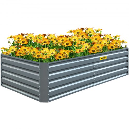 

VEVOR Galvanized Raised Garden Bed, 203 x 102 x 48 cm Metal Planter Box, Gray Steel Plant Raised Garden Bed Kit, Planter Boxes Outdoor for Growing Vegetables,Flowers,Fruits,Herbs,and Succulents