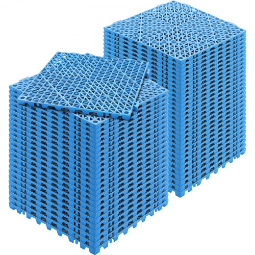 

VEVOR Interlocking Tile 55PCS Blue, Drainage Tiles 12" x 12" Splicing, Soft PVC Interlocking Drainage Floor Tiles, Non-Slip Drainage Holes for Restroom, Bathroom, Kitchen, Pool, Wet Areas, Blue