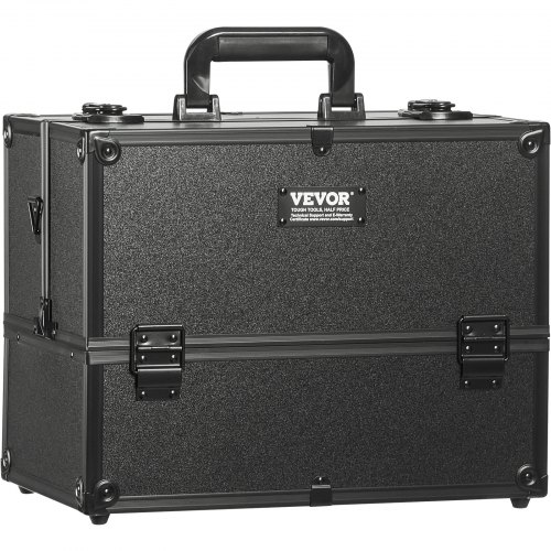 

VEVOR Makeup Train Case 370MM Large Portable Cosmetic Case, 6 Tier Trays Professional Makeup Storage Organizer Box Make Up Carrier with Handle And Strap Travel Case for Women and Girls - Black